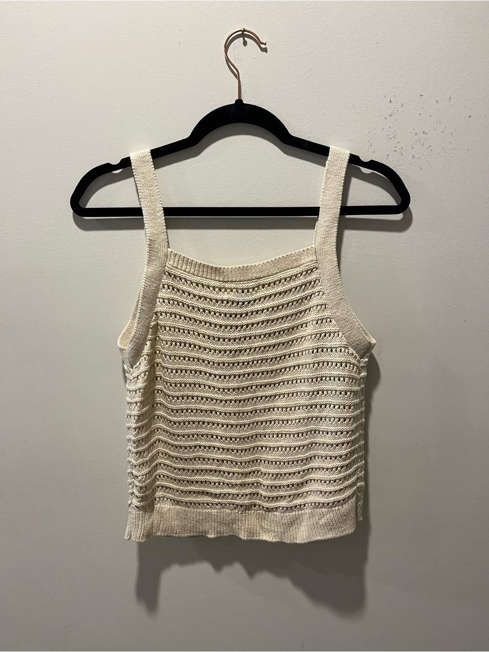 Universal Thread Women's Beige Open-Knit Sweater Tank Bohemian